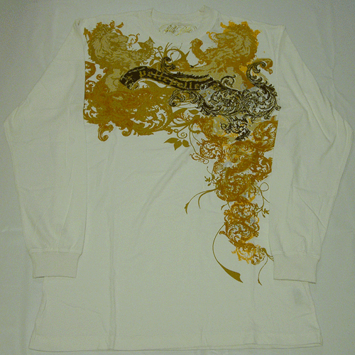 PELLE PELLE  TWIN LION GRADIENT DYE L/S Tシャツ(アイボリー）