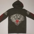 画像4: ED HARDY（エドハーディー）タイガーステッチニットパーカー（オリーブ） (4)