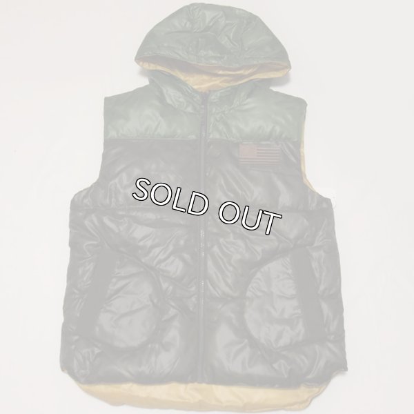 画像1: ROCAWEAR（ロカウェア）RUGGEDリバーシブル中綿フーディーベスト（ブラウンXマスタード）R0013X01