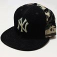 画像1: NEWERA （ニューエラ）59FIFTY MLB　NEW YORK YANKEESニューヨークヤンキース （ブラックラメ X カモフラージュ) (1)