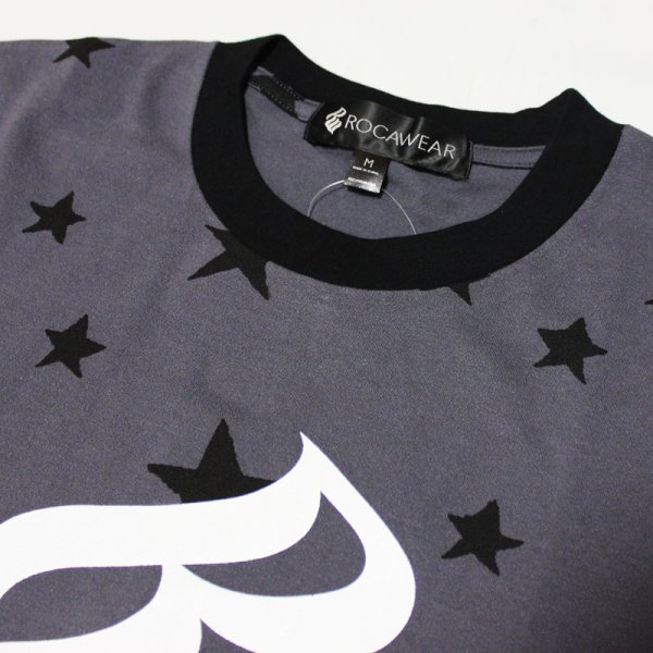 画像2: ROCAWEAR（ロカウェア）STAR & LOGO Tシャツ(チャコール)