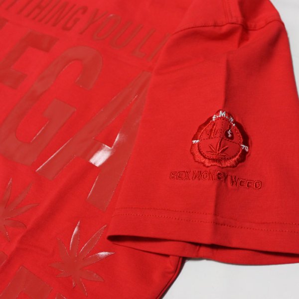 画像3: SEX MONEY WEED（セックス・マネー・ウィード）レターTシャツ（レッド） (3)