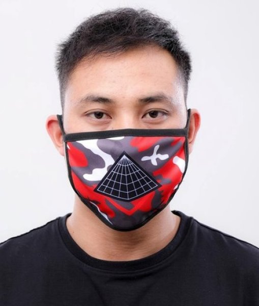 画像1: BLACK PYRAMID（ブラックピラミッド）Pyramid Logo Face Mask red (Y7162565) (フェイスマスク)  (1)