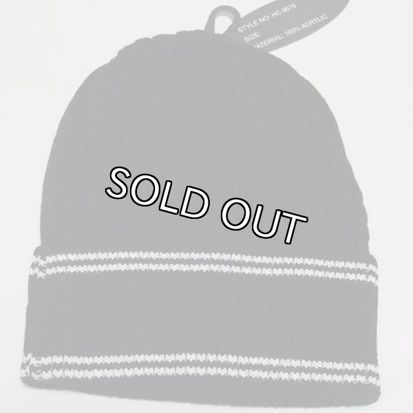 画像2: HANA ニットビーニー（ニット帽）（ブラック-ライン） (2)