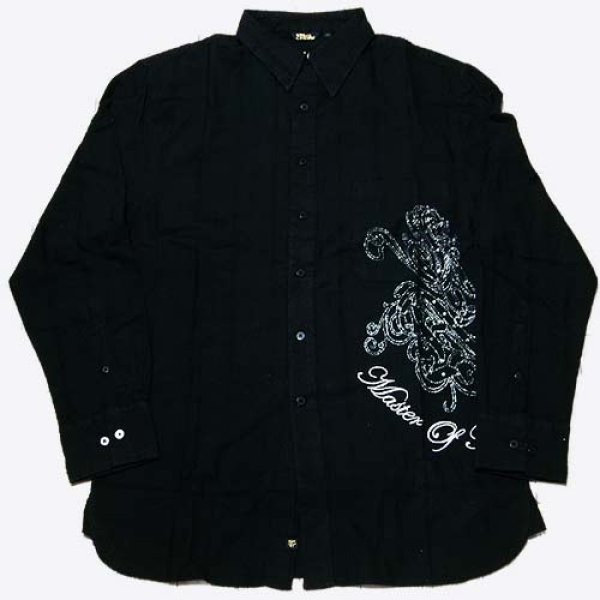 画像1: KARL KANI グリッタープリントシャツ（ブラック-シルバー） (1)