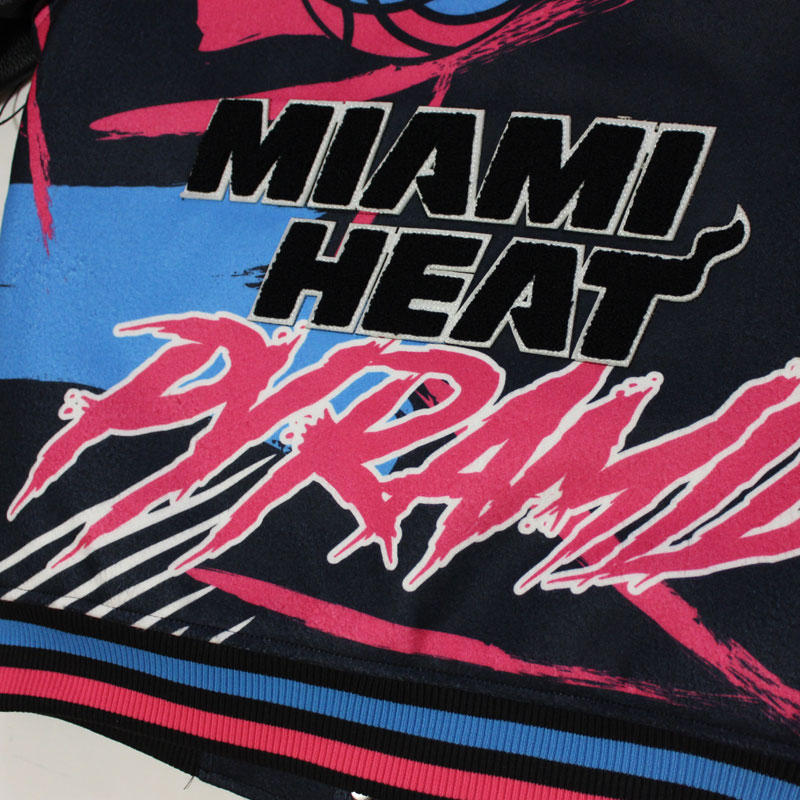Pro Standard X Black Pyramid Miami Heat Logo Jacket プロスタンダードｘブラックピラミッド マイアミヒート スタジャン バーシティージャケット