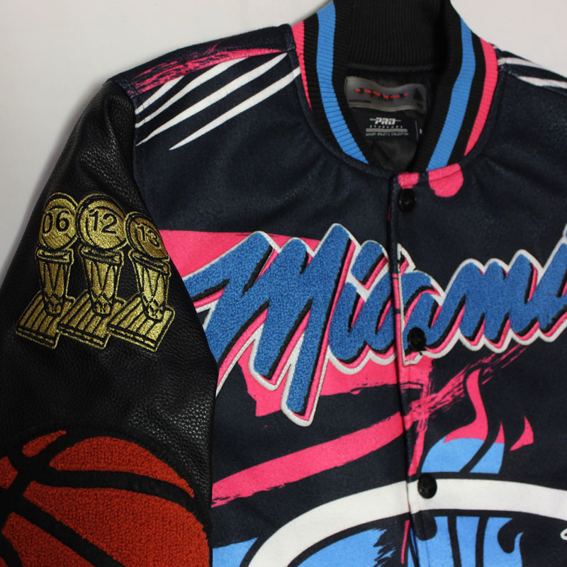 Pro Standard X Black Pyramid Miami Heat Logo Jacket プロスタンダードｘブラックピラミッド マイアミヒート スタジャン バーシティージャケット