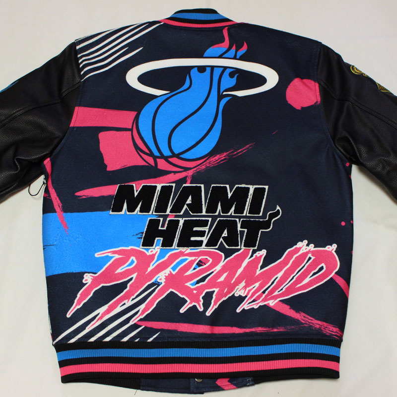 Pro Standard X Black Pyramid Miami Heat Logo Jacket プロスタンダードｘブラックピラミッド マイアミヒート スタジャン バーシティージャケット